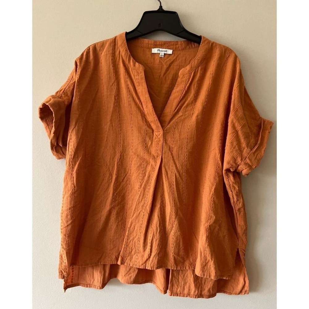 Madewell Lakeline Popover Shirt Burnt Orange Large